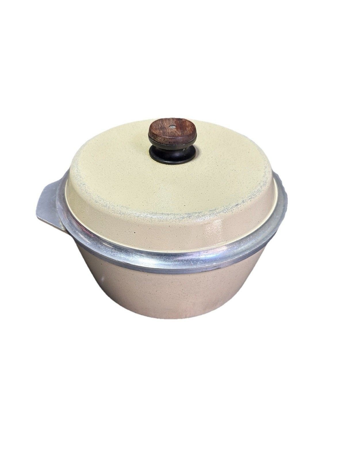 Kitchen Fair Almond 11-inch Cast Iron Aluminum Stock Pot Dutch Oven Lid Vintage