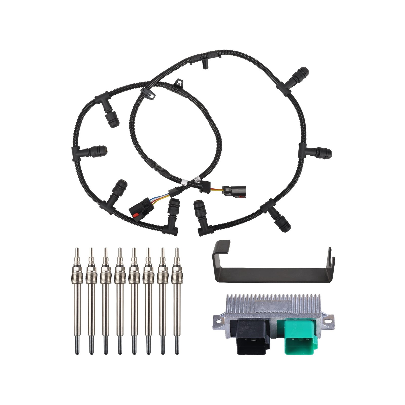 Powerstroke Glow Plug Connector Harness Kit with 8 Glow Plugs & GPCM Controll... Powerstroke Glow Plug Connector Harness Kit with 8 Glow Plugs & GPCM Controll...