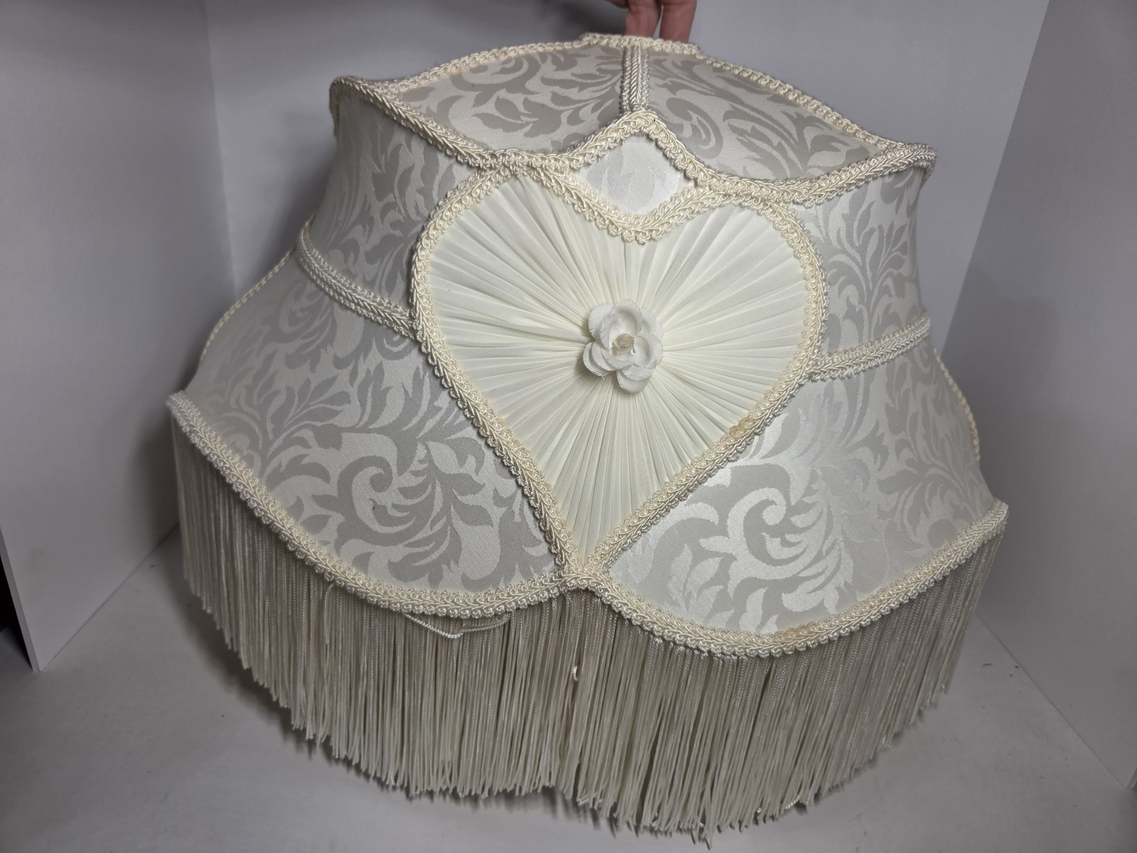 Fabulous Victorian Style Deco Style Table Boudoir Lamp Shade Long White Fringe