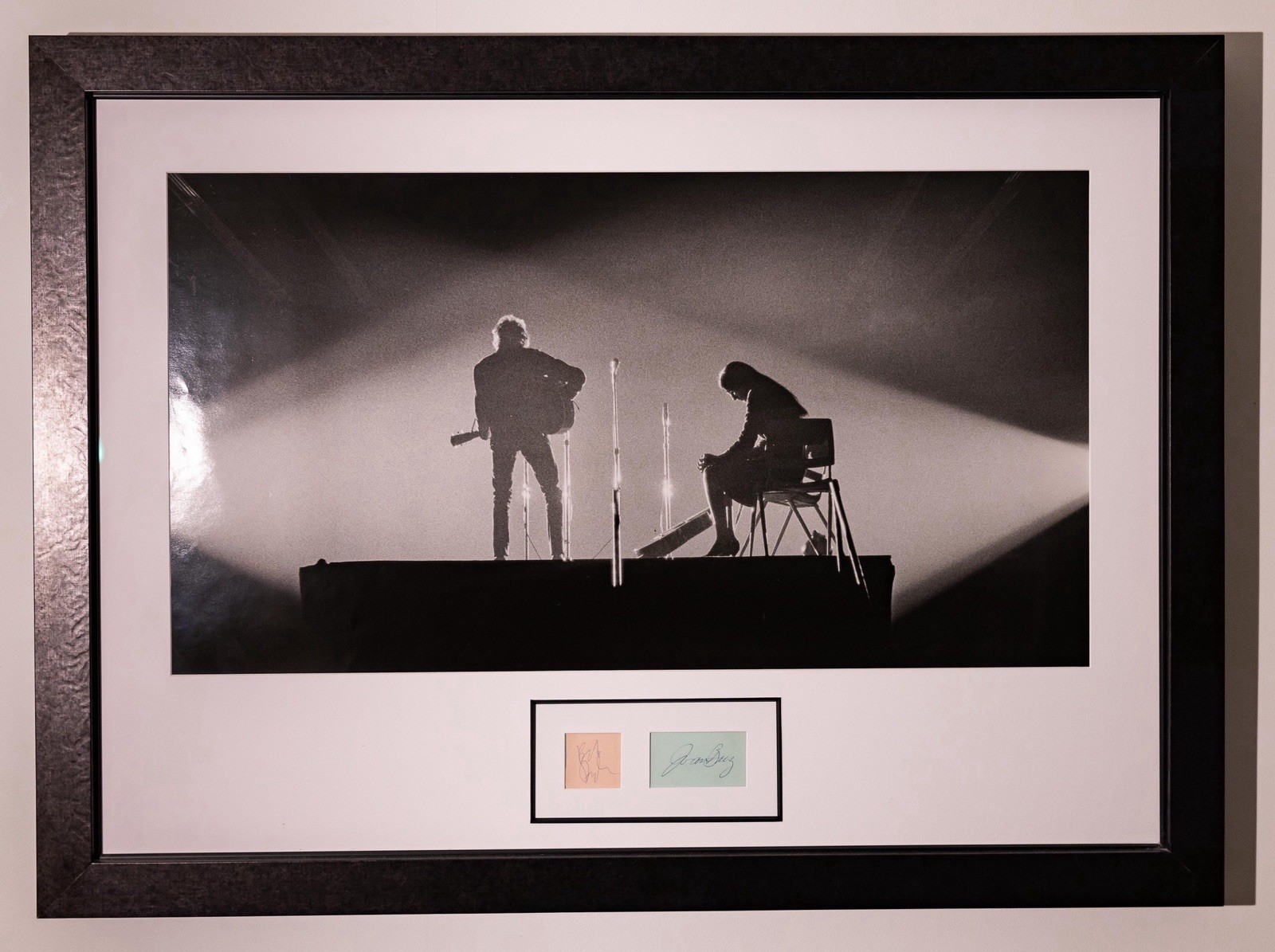 Rare 1965 VINTAGE 20x30 Silver Gelatin Print “Dylan/Baez Crossed Lights” photo