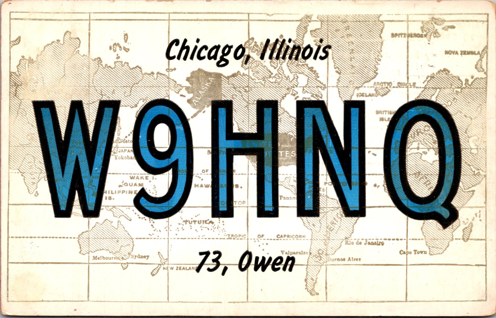 QSL Card USA Illinois Chicago W9HNQ 1961