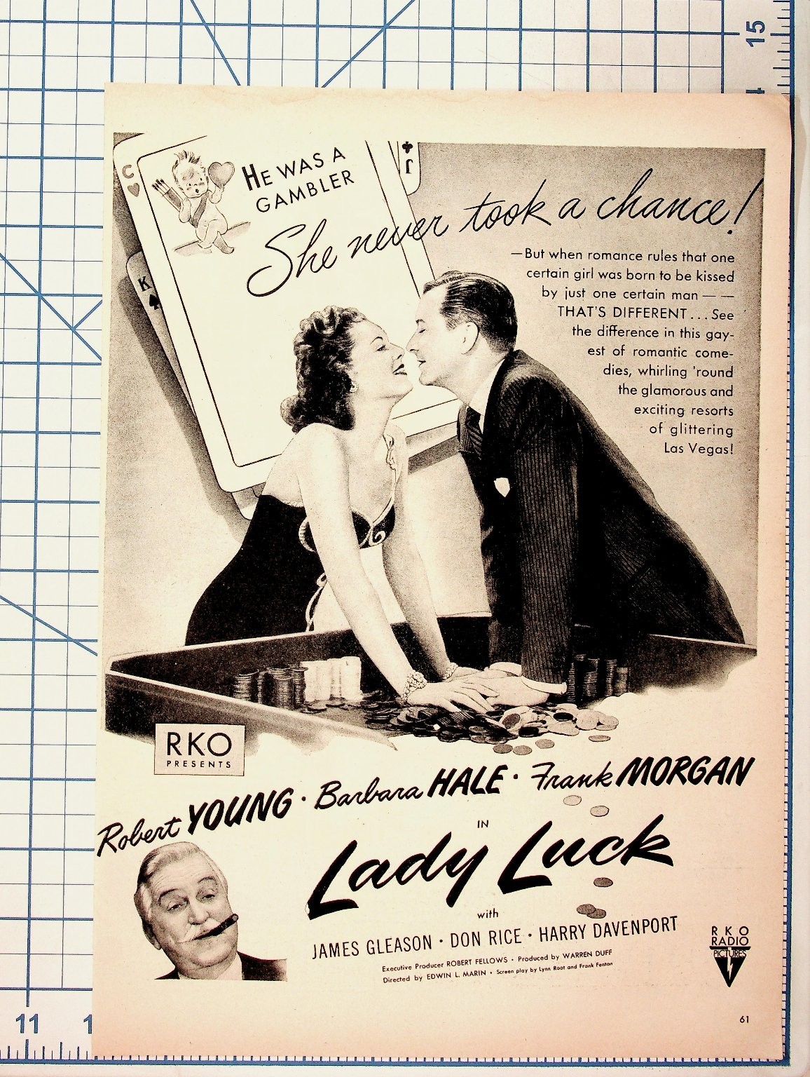 Lady Luck 1946 RKO Movie Ad Robert Young Barbara Hale Las Vegas Casino Ephemera Lady Luck 1946 RKO Movie Ad Robert Young Barbara Hale Las Vegas Casino Ephemera