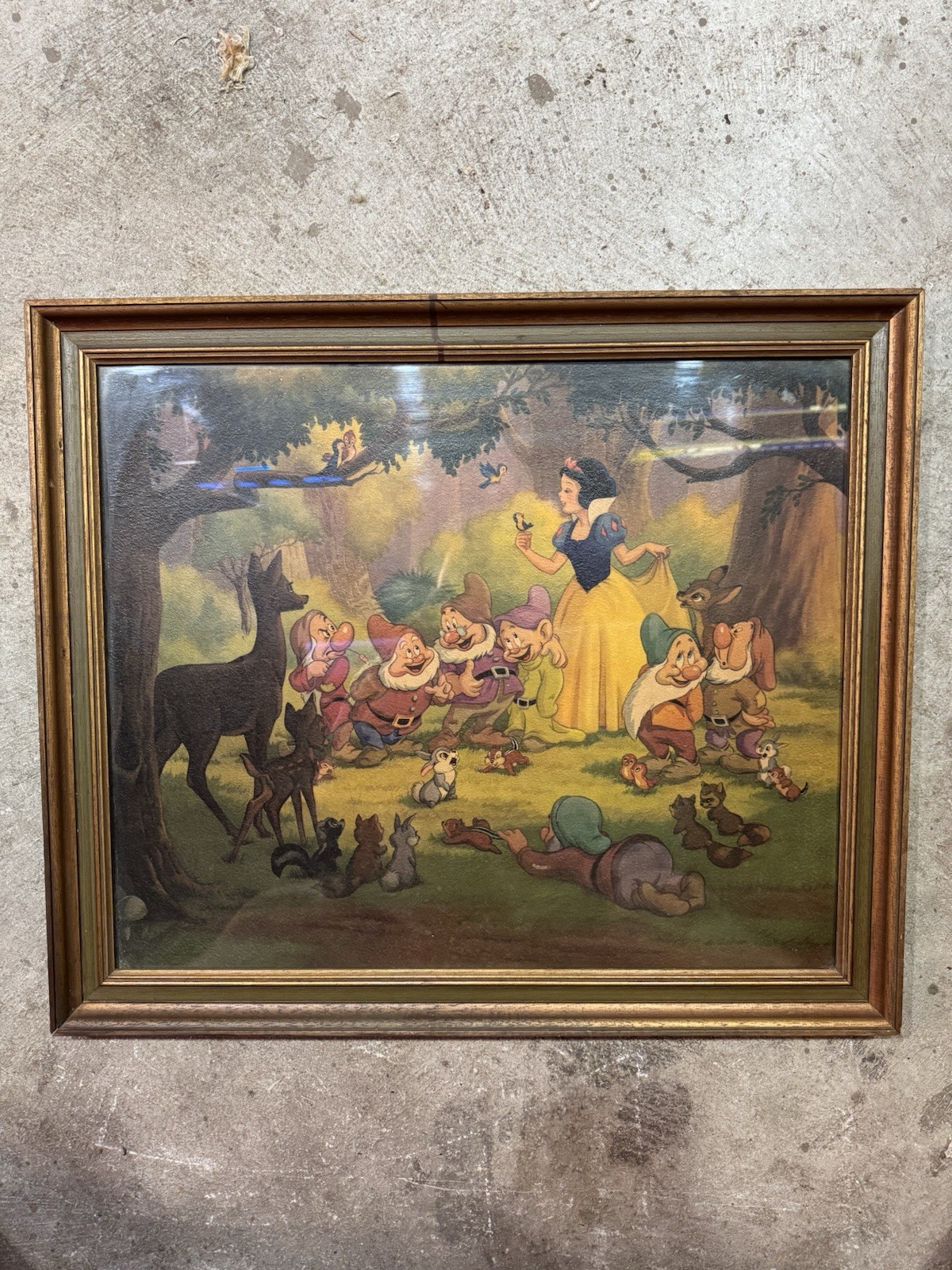 Rare 1947 Snow White & Dwarfs 27x23 Picture Good Friends,All Licensed By Disney