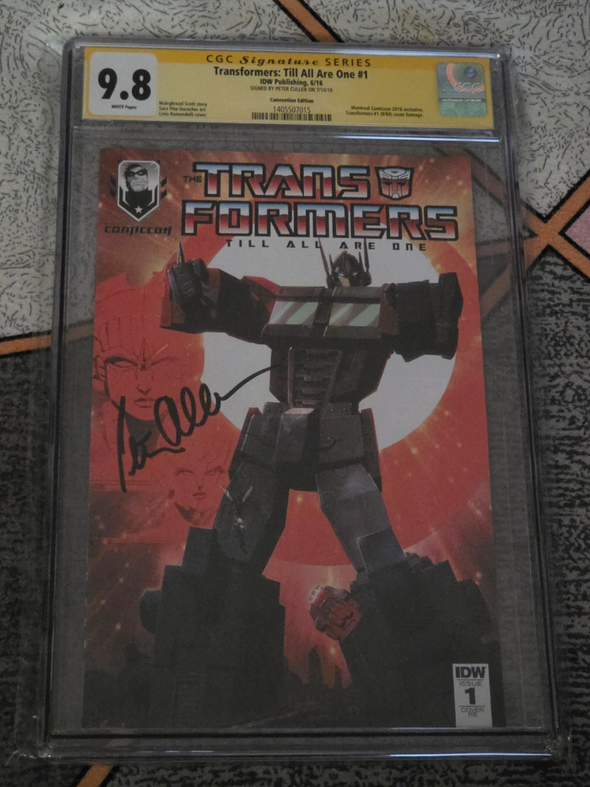 Transformers:Till All Are One #1 JUNE1,2016 CGC9.8 Signed Peter Cullen