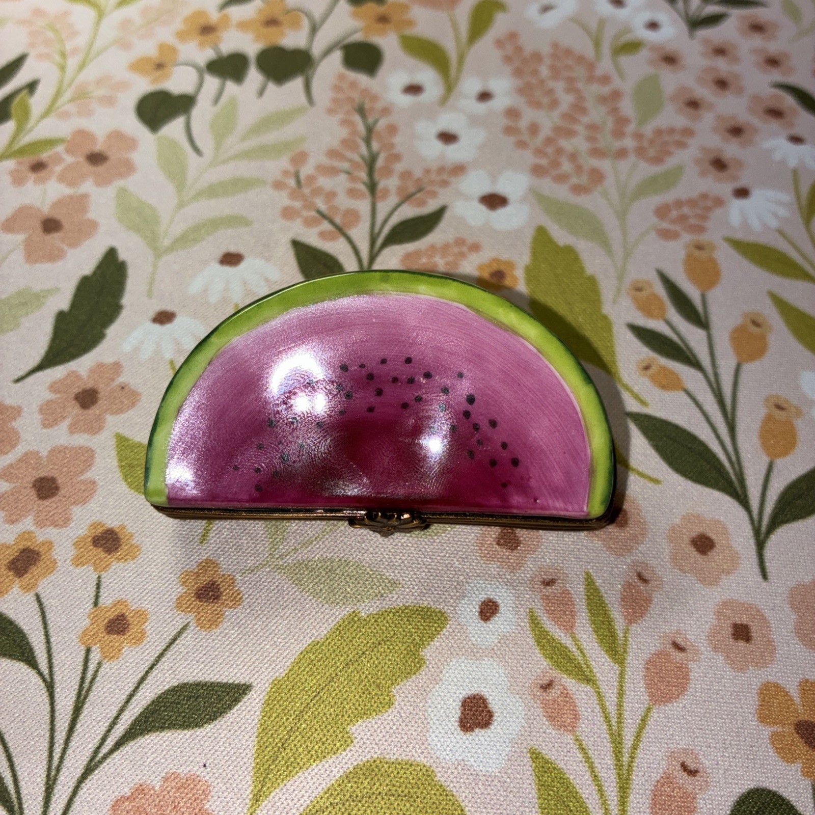 Limoges France Peint Main Marque Deposee Watermelon Trinket Box 2.5”