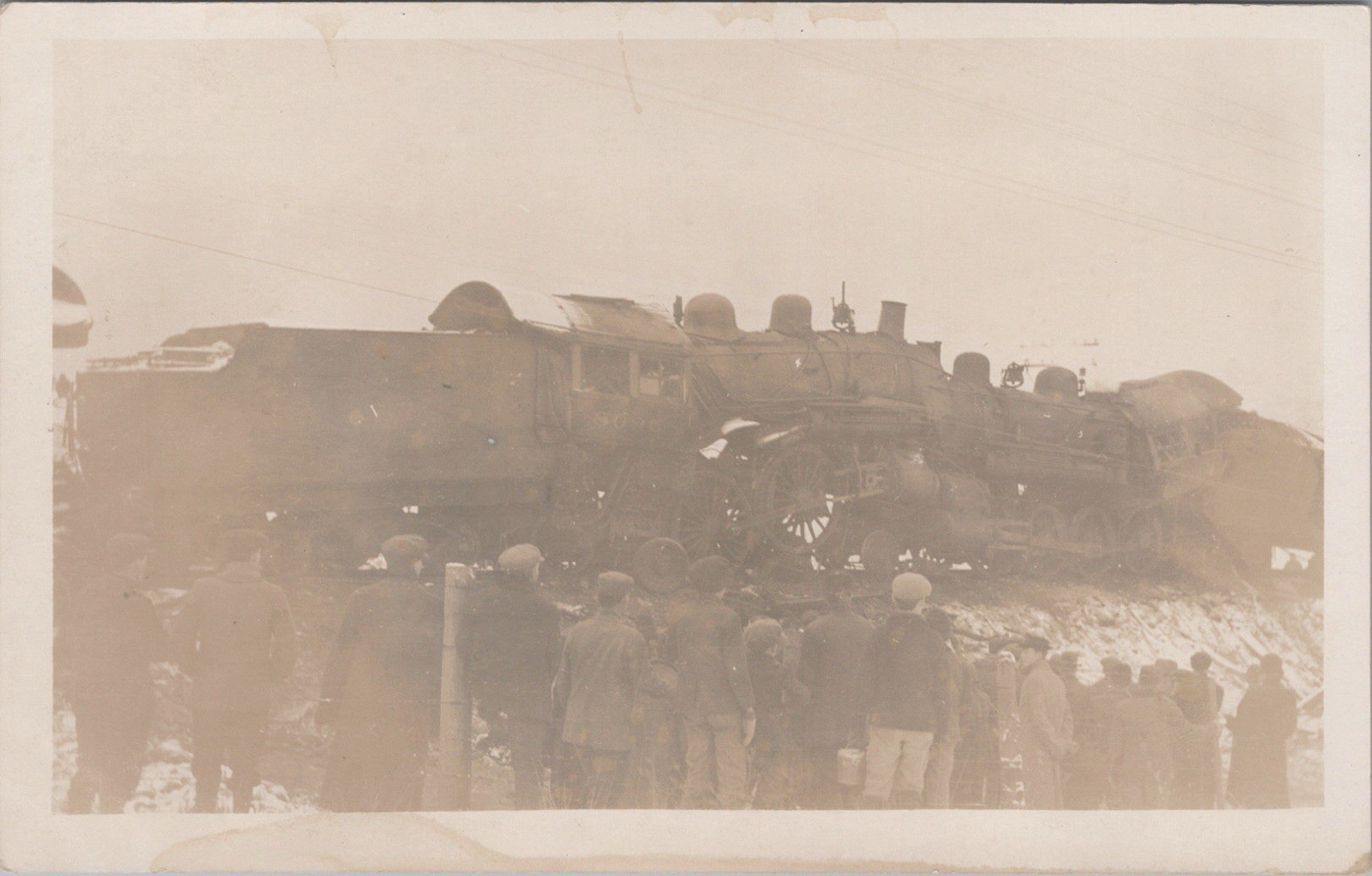 RPPC Disaster- Real Photo Postcard- Railroad Wreck with Crowd - C 1907-1918