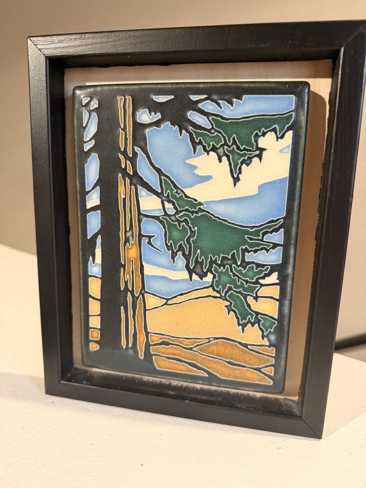 Motawi Redwood Framed 8x10 Art Tile Yoshiko Yamamoto Craftsman Arts Crafts