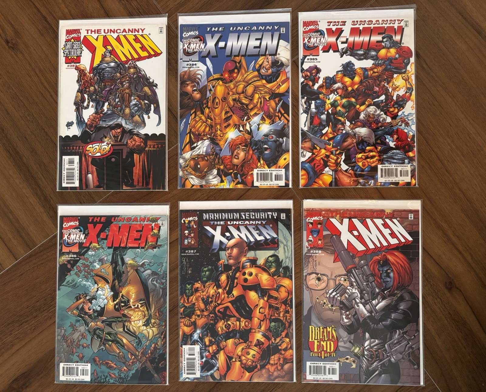 The Uncanny X-Men #383-388 Consecutive Run Lot Marvel 2000 VF/NM Direct Editions The Uncanny X-Men #383-388 Consecutive Run Lot Marvel 2000 VF/NM Direct Editions
