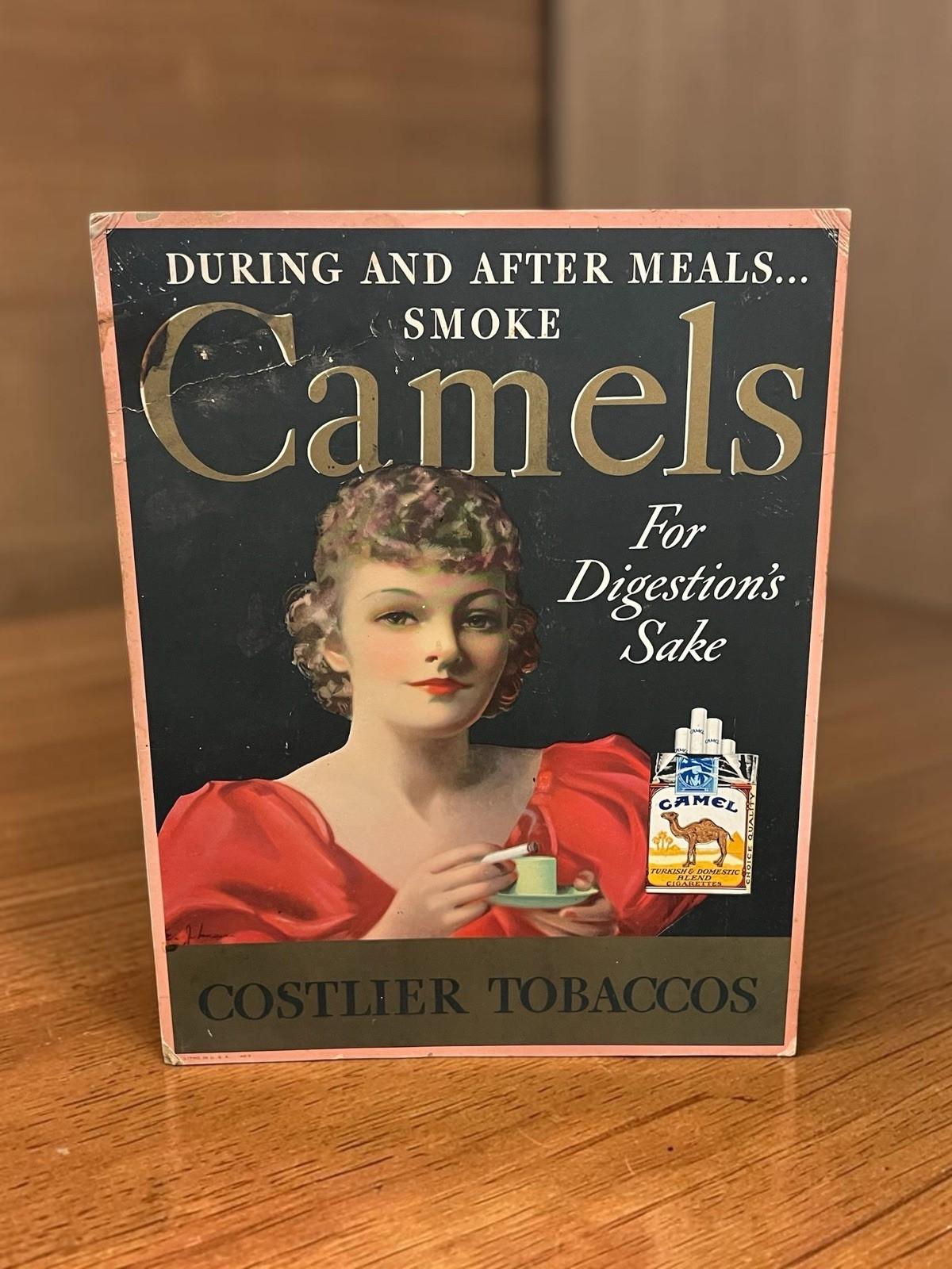 Vintage 1930s Camel Cigarettes Cardboard Counter Standee Sign Digestion Campaign