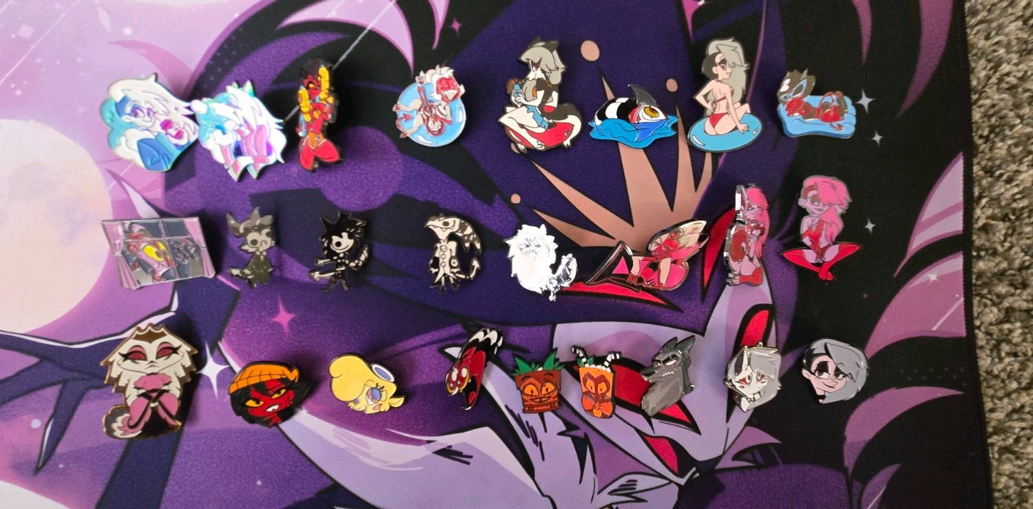 Hazbin Hotel/Helluva Boss Pin & Playmat Lot (MSG FOR OFFERS)