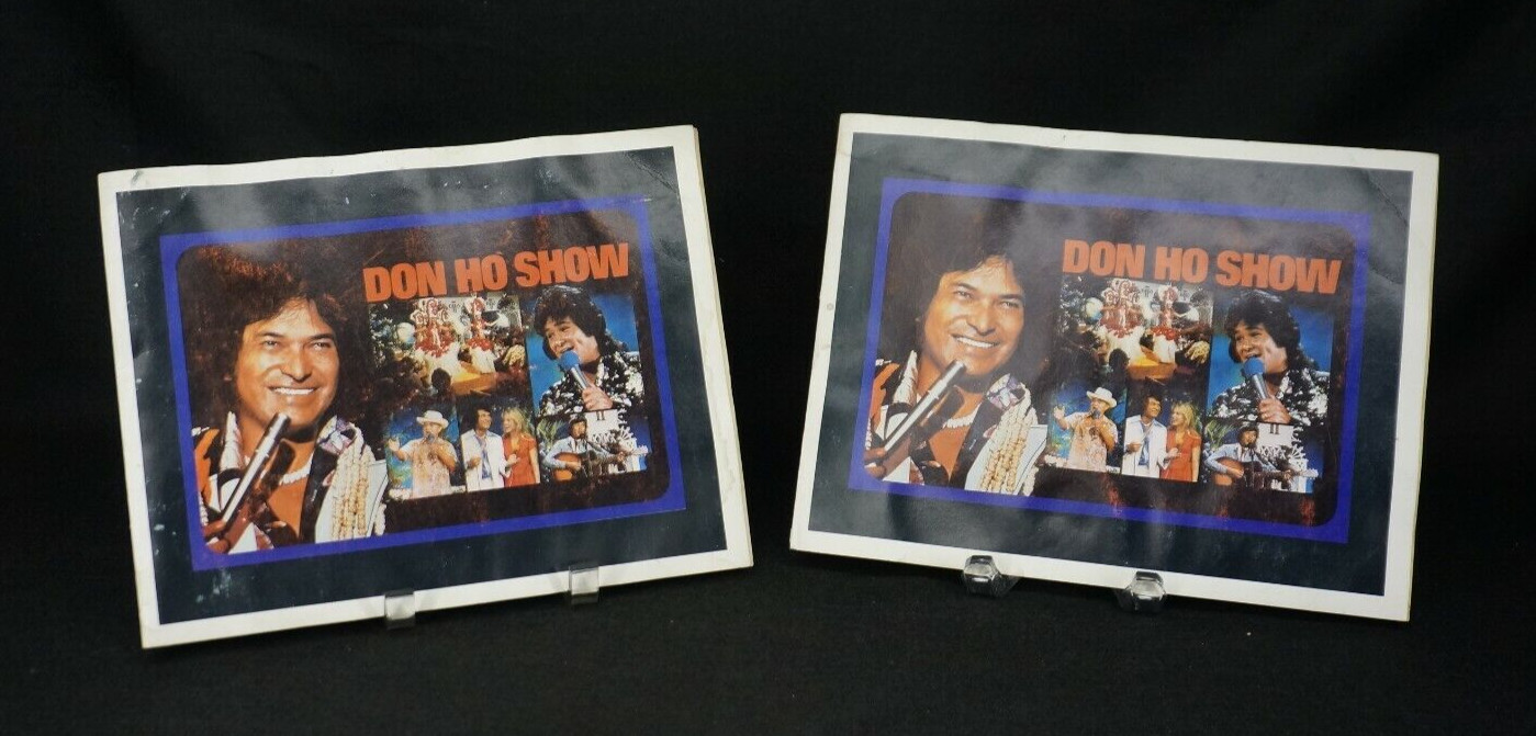 *TWO* Very Rare DON HO SIGNED SOUVENIR PHOTOS Polynesian Place Hawaii