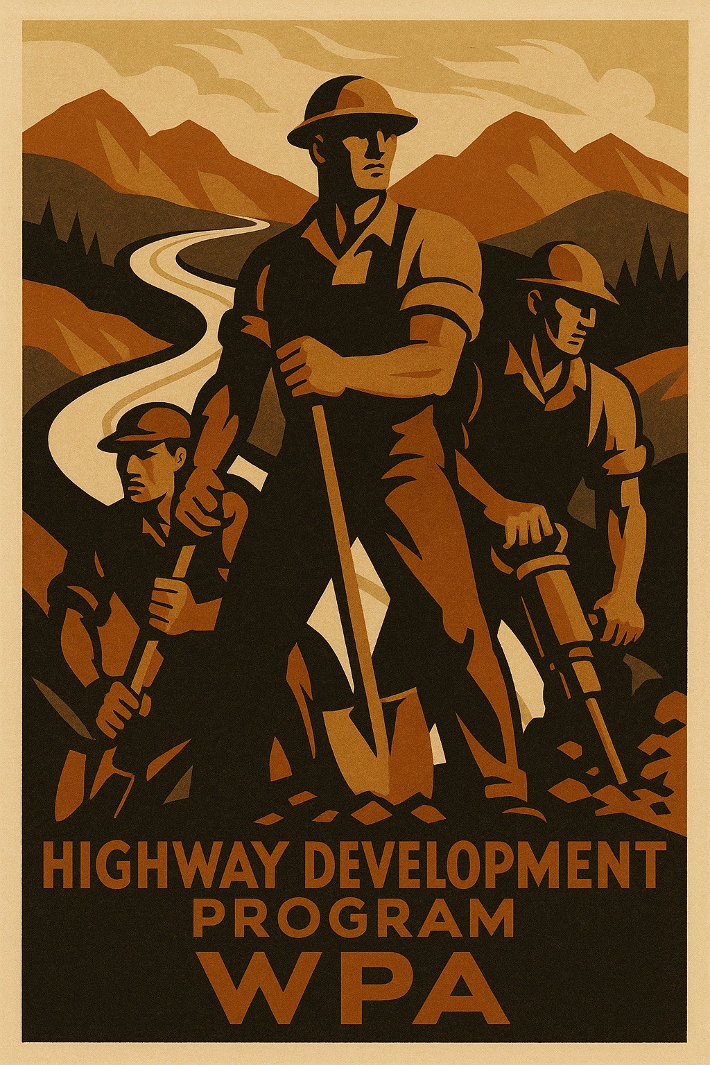 Highway Development Program WPA Poster c1930s - 24x36” RARE Reprint 🤯💯 Highway Development Program WPA Poster c1930s - 24x36” RARE Reprint 🤯💯