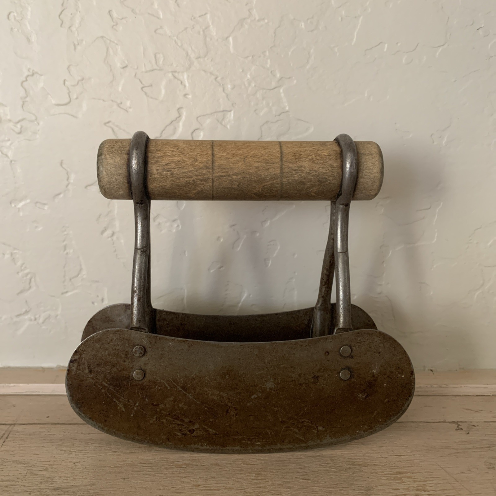 Vintage Antique Primitive Food Chopper Dough Cutter Double Blade Wood Handle
