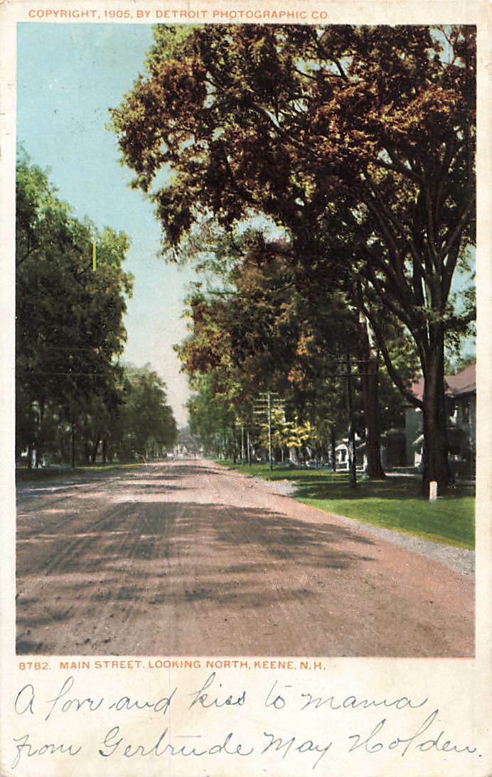 c1905 Main Street Dirt Road Looking North Keene NH P351 c1905 Main Street Dirt Road Looking North Keene NH P351