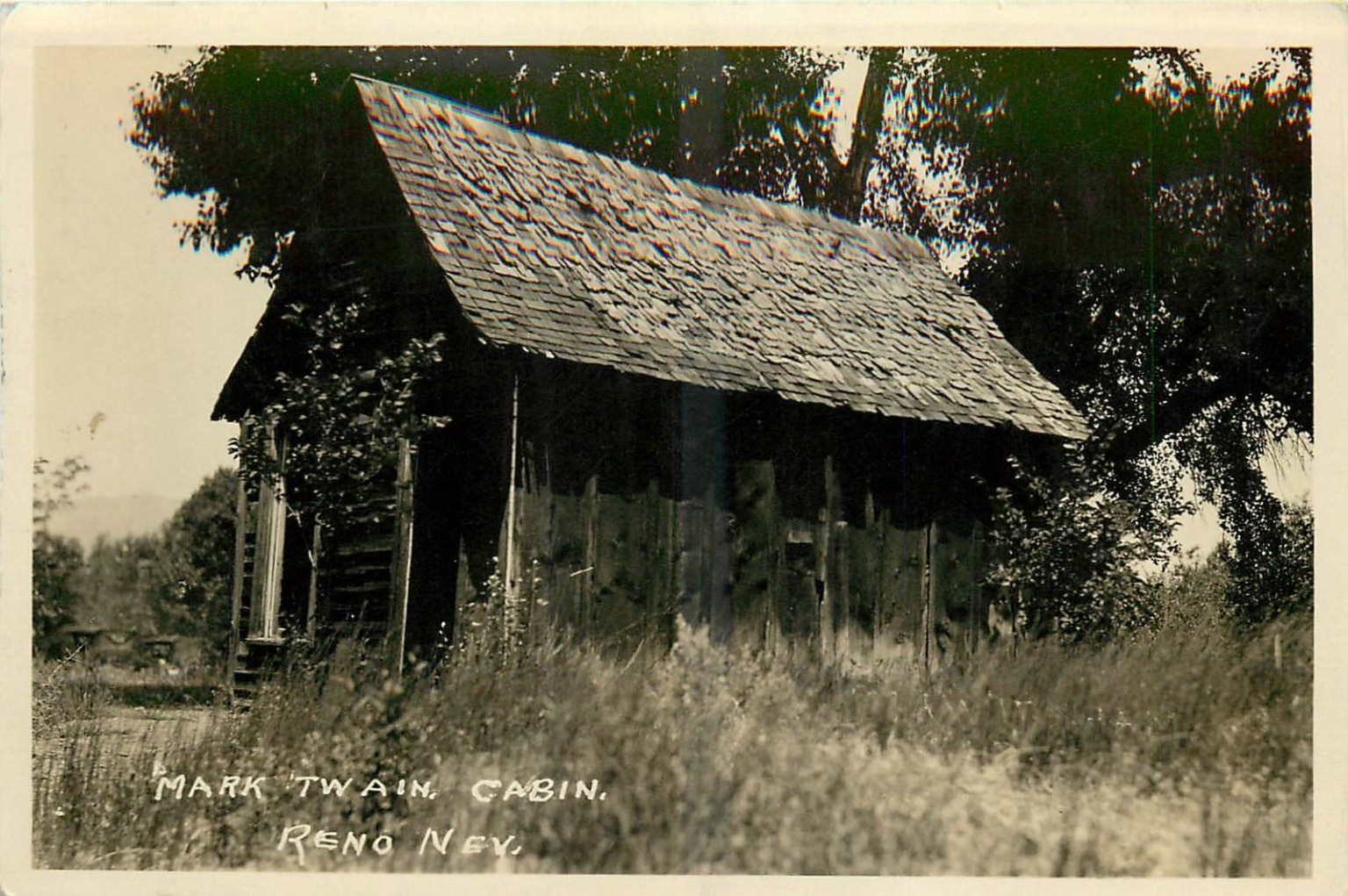 Mark Twain Cabin Reno Nevada RPPC Postcard 1930s Real Photo Nevada History