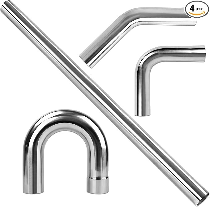 3 inch O.D. T304 Stainless Steel Exhaust Pipe Kit DIY Custom Tube 3 inch O.D. T304 Stainless Steel Exhaust Pipe Kit DIY Custom Tube