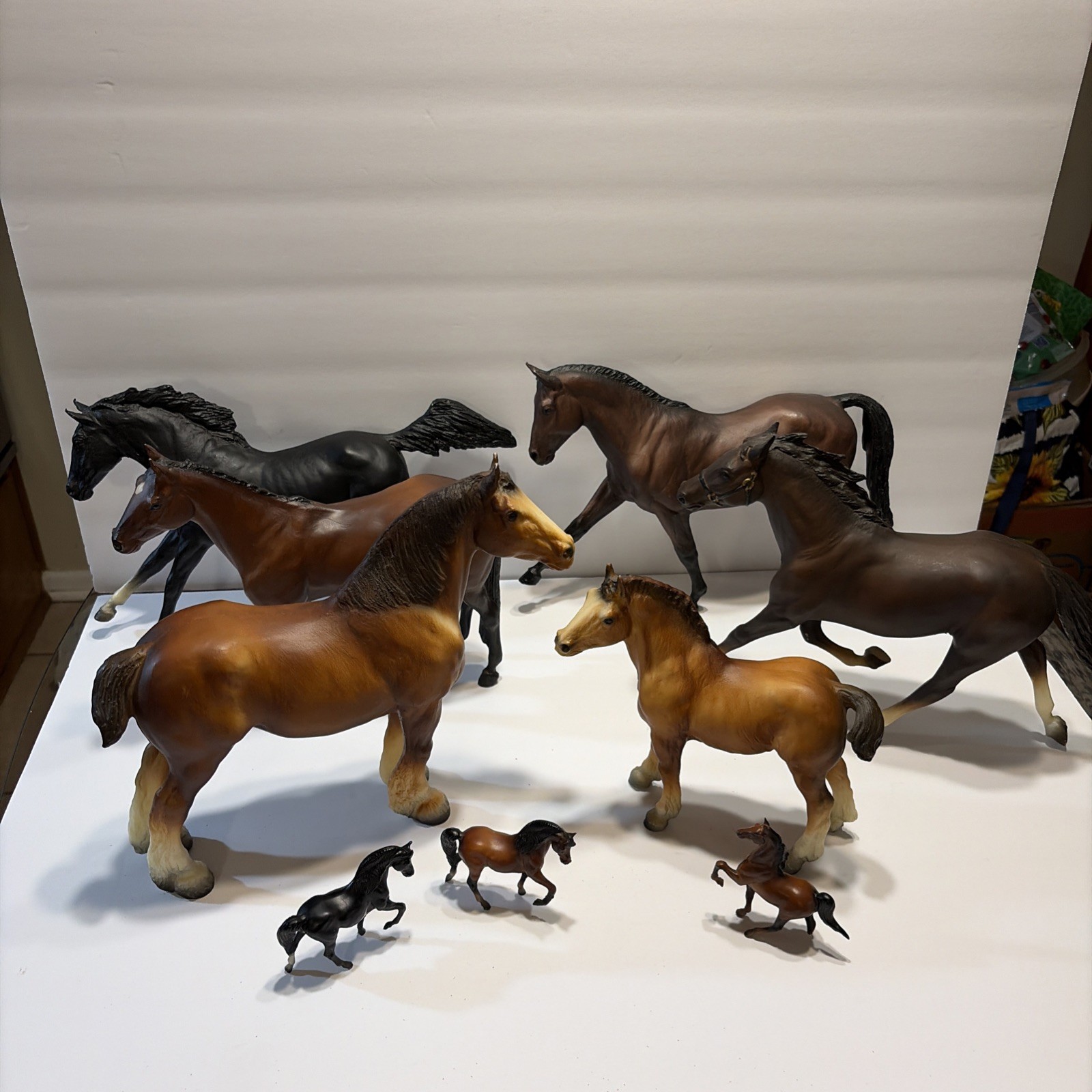 Vtg Lot Of 9 Breyer Molding Co USA Horses 70s 80s 6 Large 3 Small Clydesdale Vtg Lot Of 9 Breyer Molding Co USA Horses 70s 80s 6 Large 3 Small Clydesdale