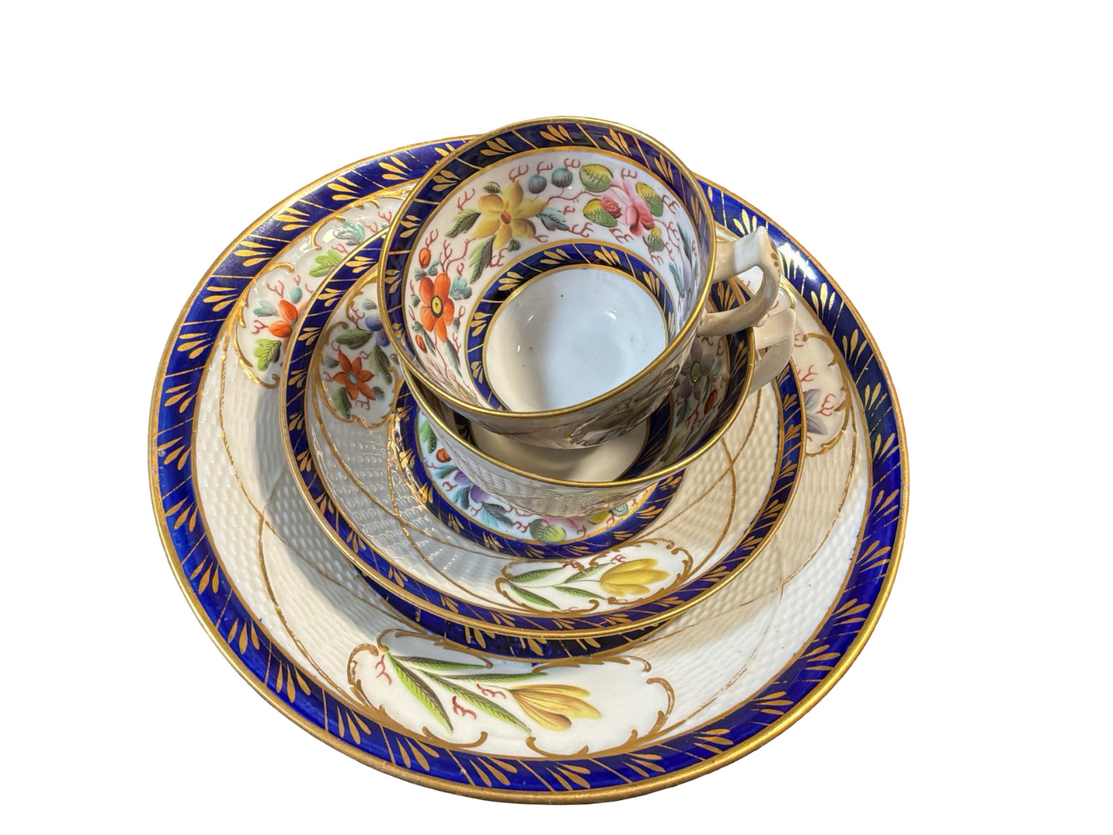 RARE ANTIQUE SPODE / COPELAND 4-PIECE SET — Pattern 1944 — Early 19th Century