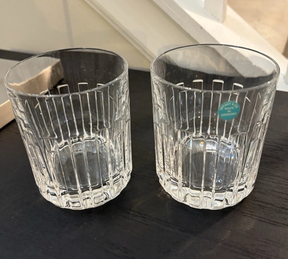 PAIR of Tiffany & Co Atlas Double Old Fashioned Glass 4135751 3 7/8