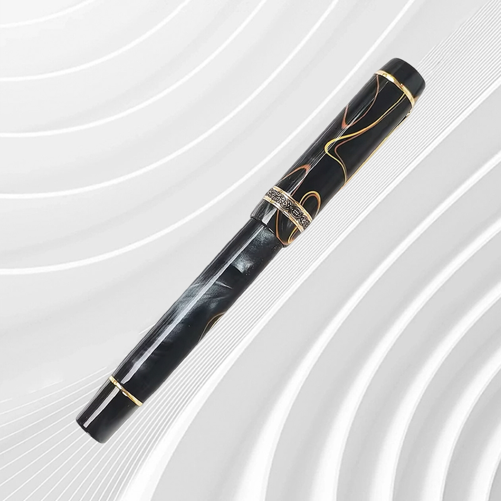 New Kaigelu 316 Resin Celluloid Black Fountain Pen EF/F Nib Writting Ink PenaH