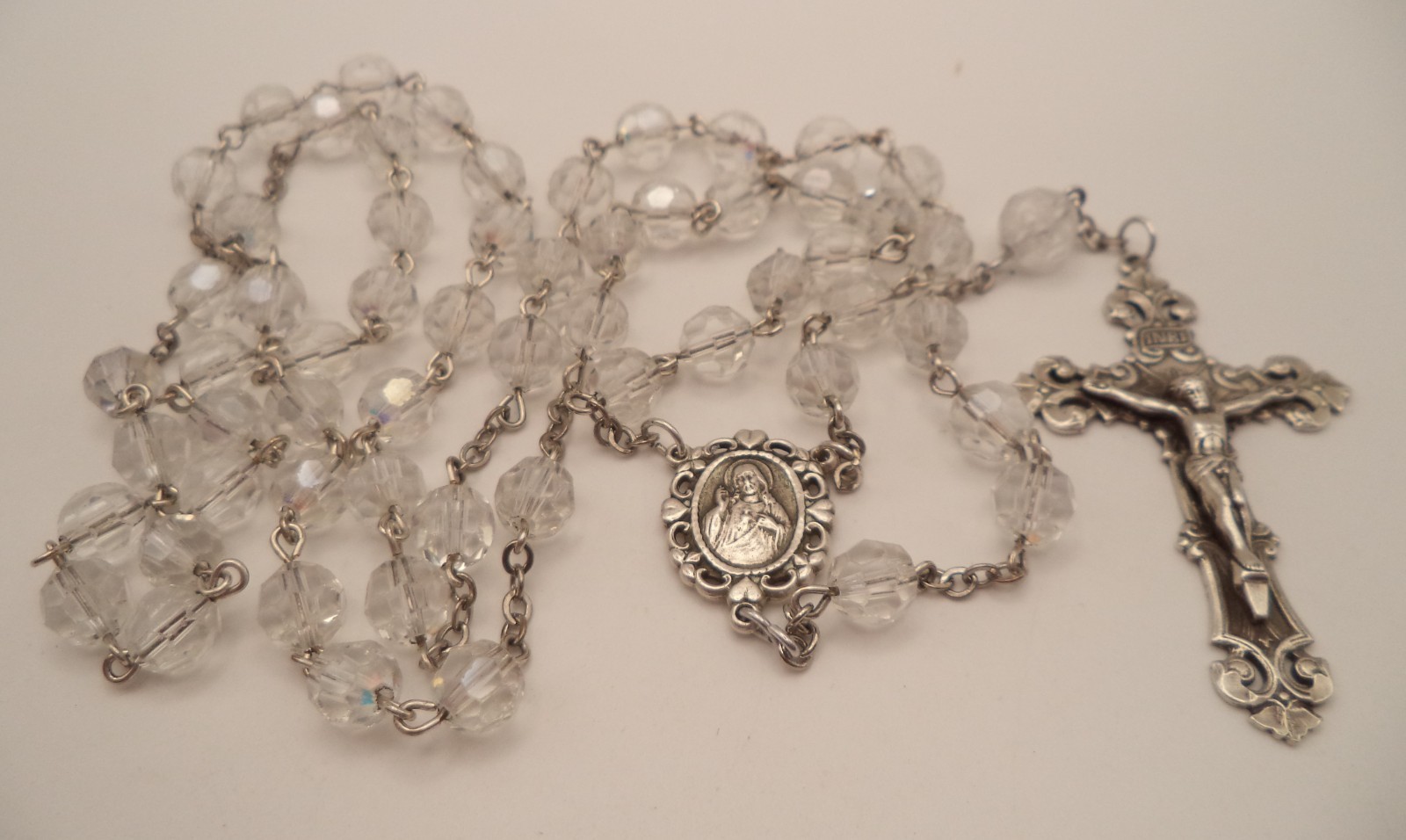 Vintage Chapel Sterling Silver Crystal Rosary 22 Vintage Chapel Sterling Silver Crystal Rosary 22