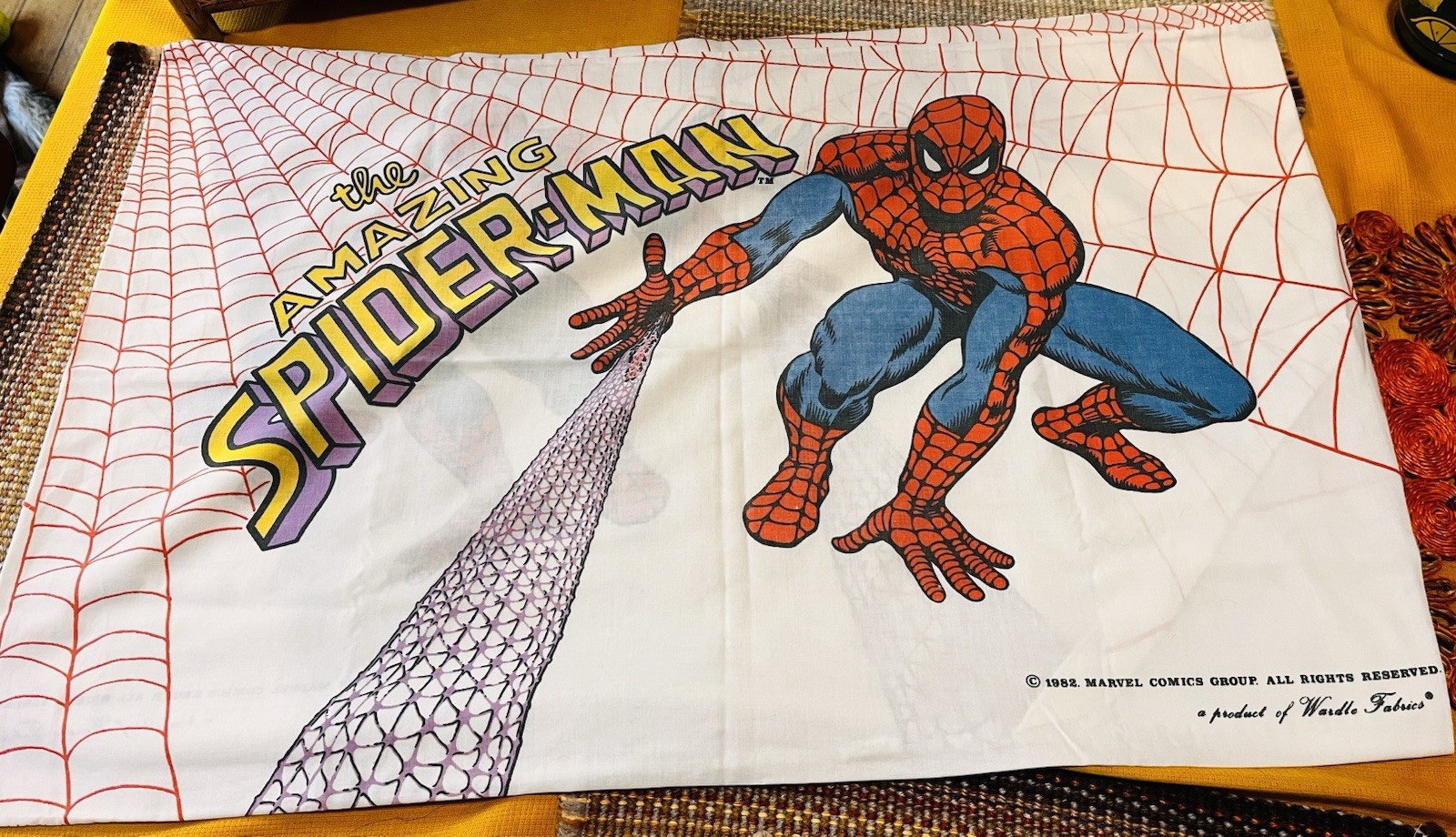 Vintage 1982 Amazing Spider-Man Pillowcase Wardle Fabrics Marvel Comic EVC Rare