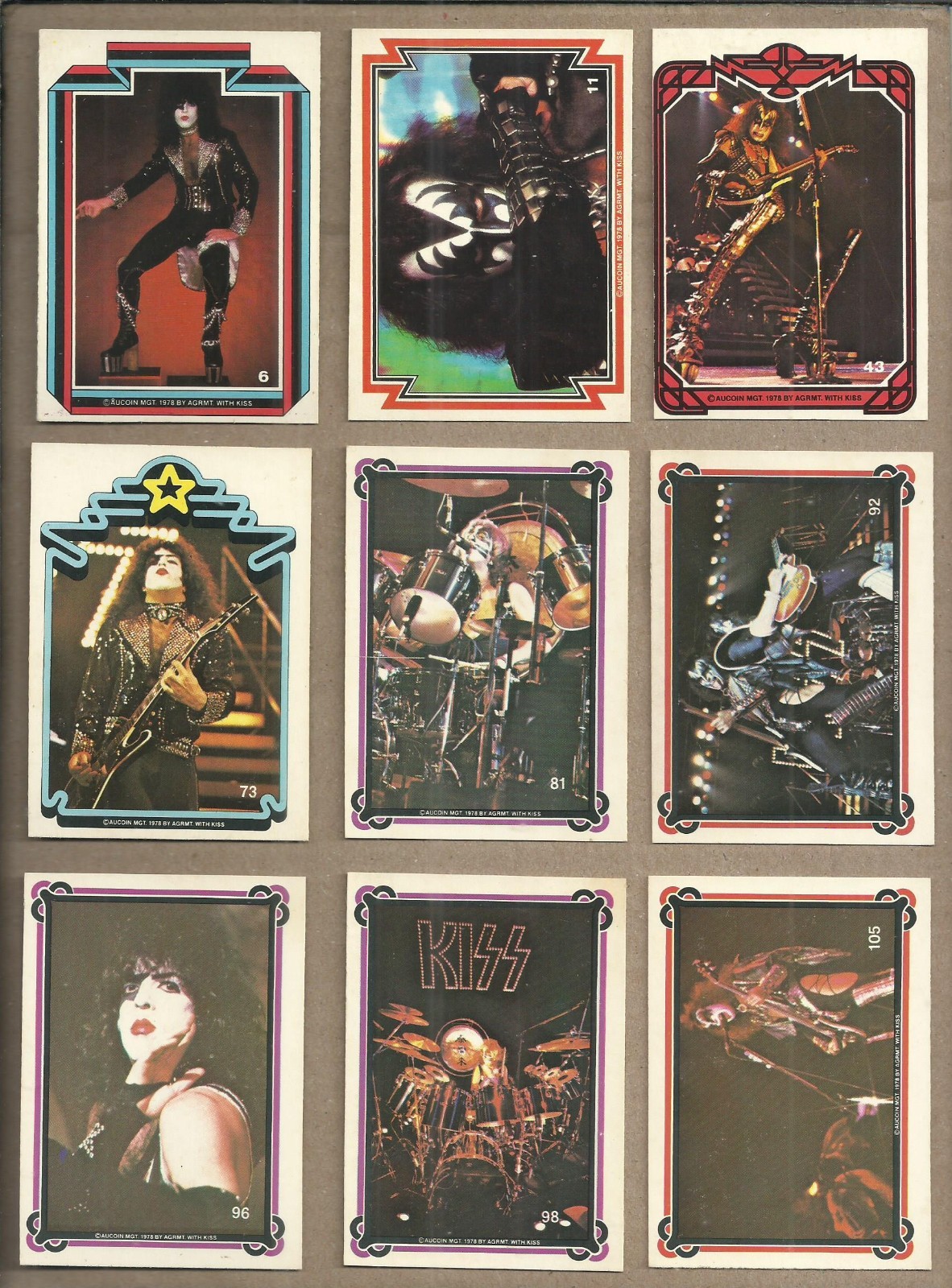 1978 DONRUSS KISS NINE CARD LOT