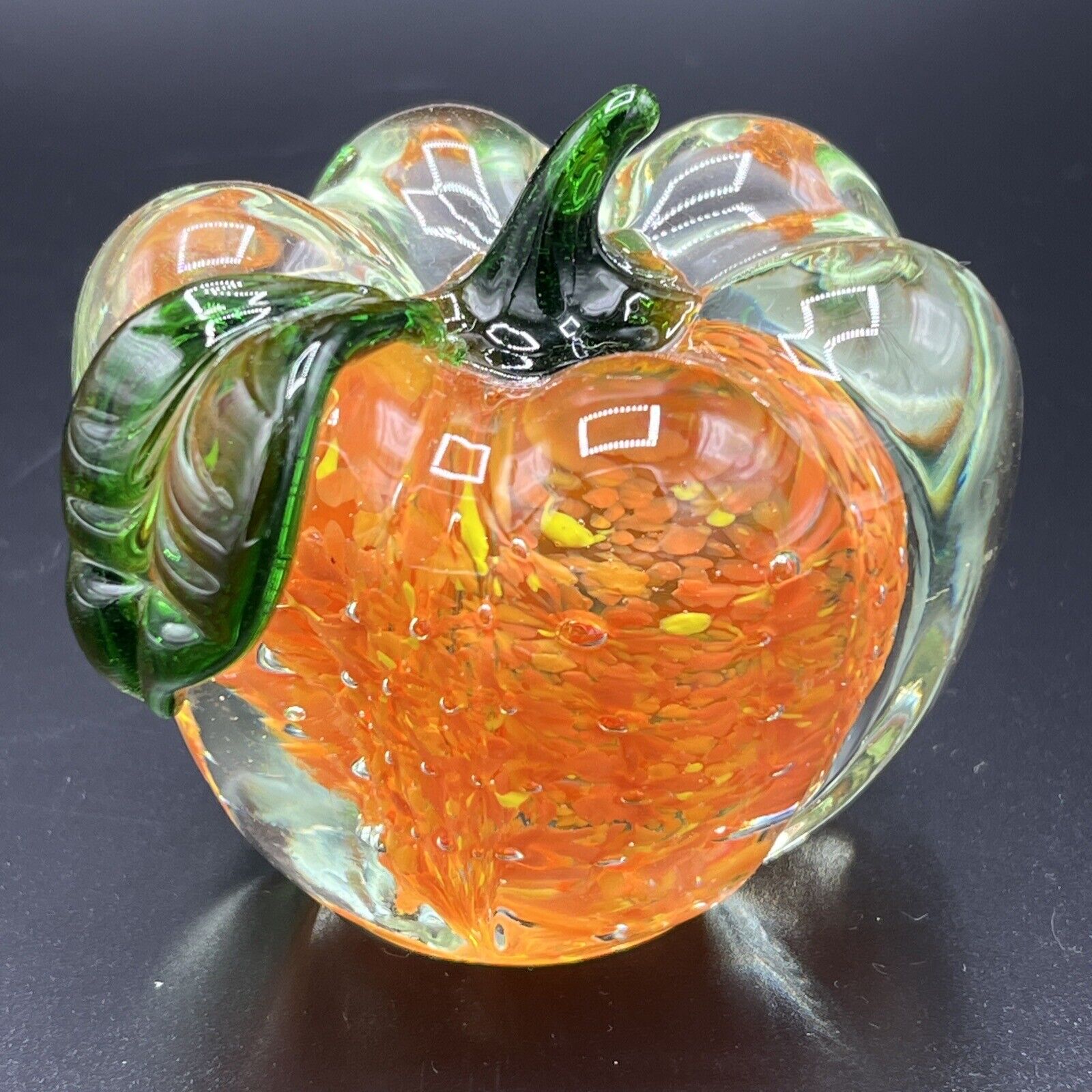 LENOX 2003 Art Glass Pumpkin Paperweight Autumns Brilliance
