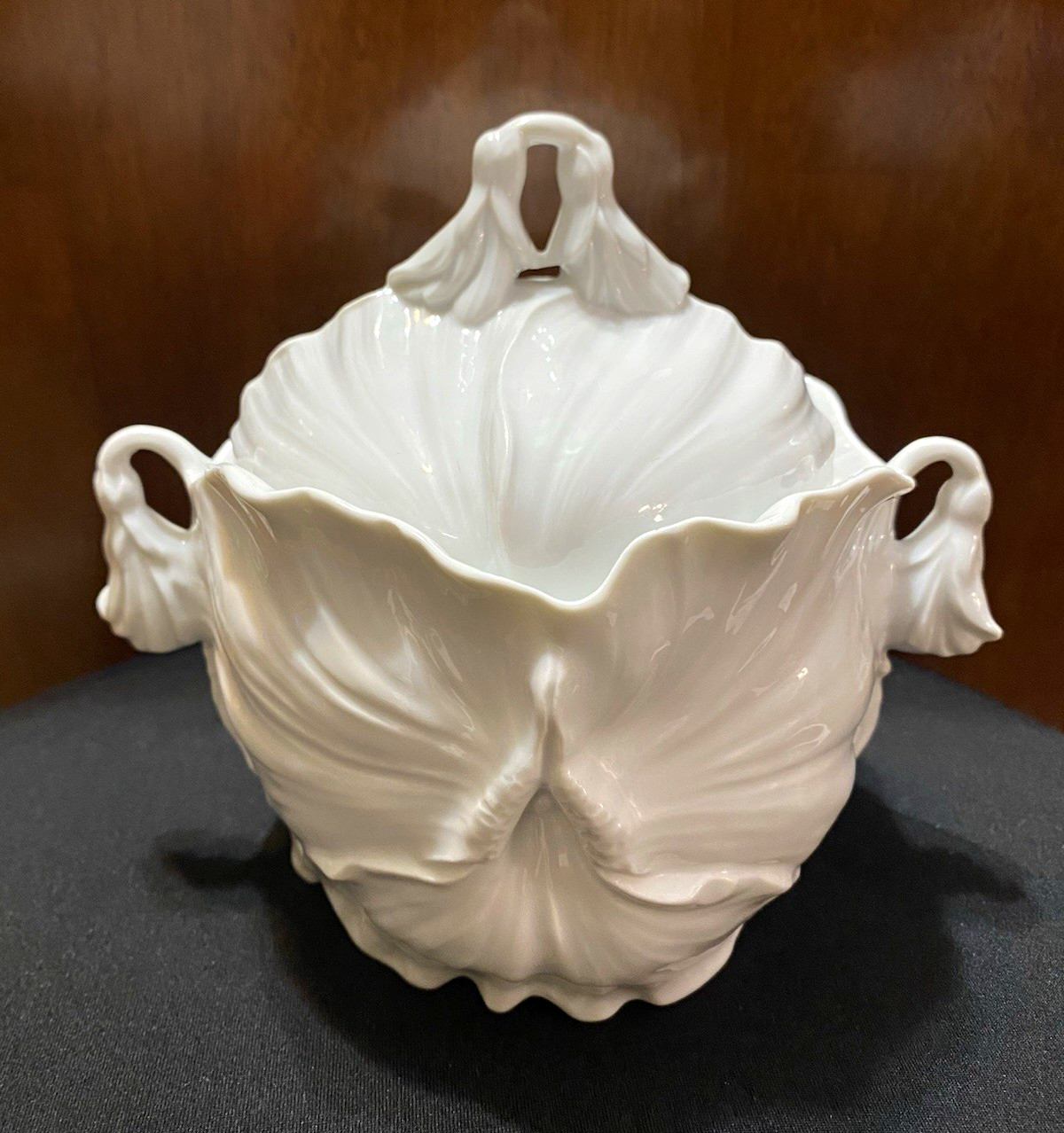 Vintage Royal Tettau-ANNO 1890 Series-Fine White Glazed Porcelain-cabbage leaf