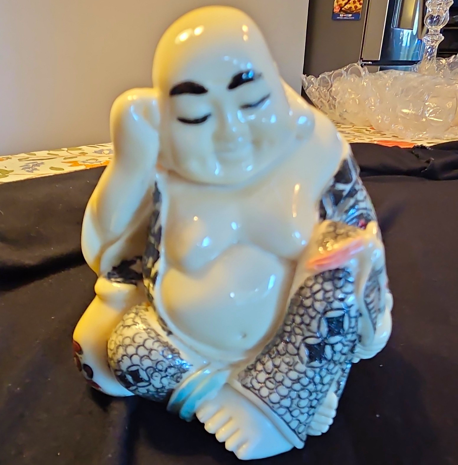 Vintage Japanese Shunga Netsuke Hotei  Laughing Buddha Hidden Erotic Scene