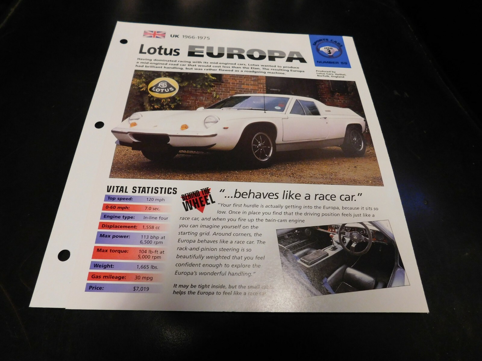 1966-1975 Lotus Europa Spec Sheet Brochure Photo Poster 74 73 72 71 1966-1975 Lotus Europa Spec Sheet Brochure Photo Poster 74 73 72 71