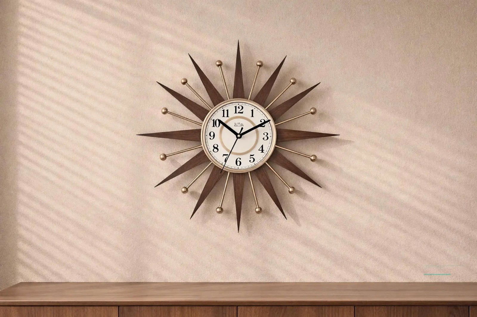 Mid Century Modern Sunburst Atomic Star Clock George Nelson Retro Decor