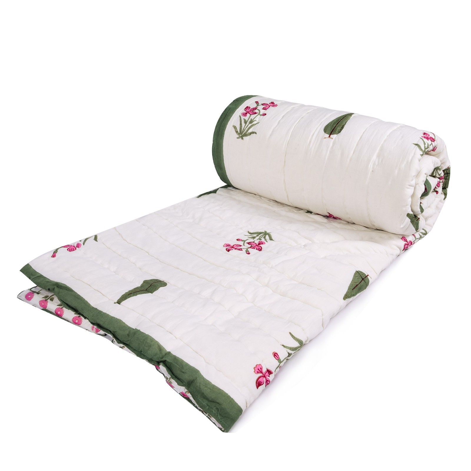 Handblock Print Jaipuri Razai Traditional Handmade Floral Cotton Quilt Bedspread Handblock Print Jaipuri Razai Traditional Handmade Floral Cotton Quilt Bedspread