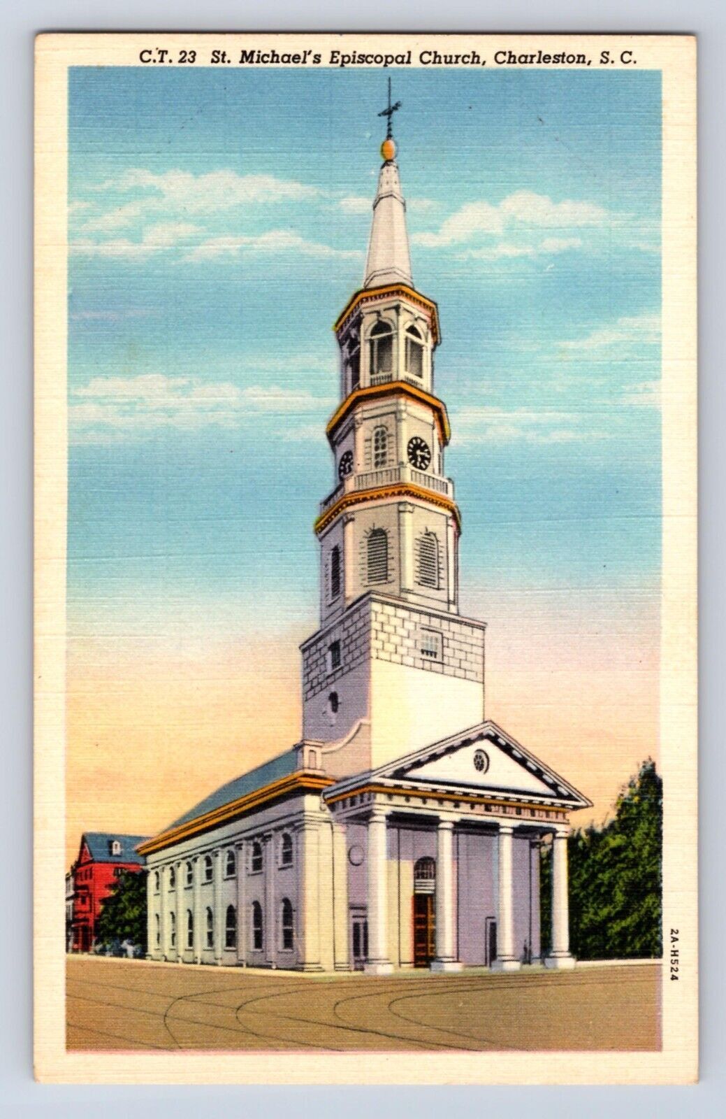 VINATGE ST. MICHAEL\'S EPISCOPAL CHURCH, CHARLESTON, N.C. POSTCARD GU