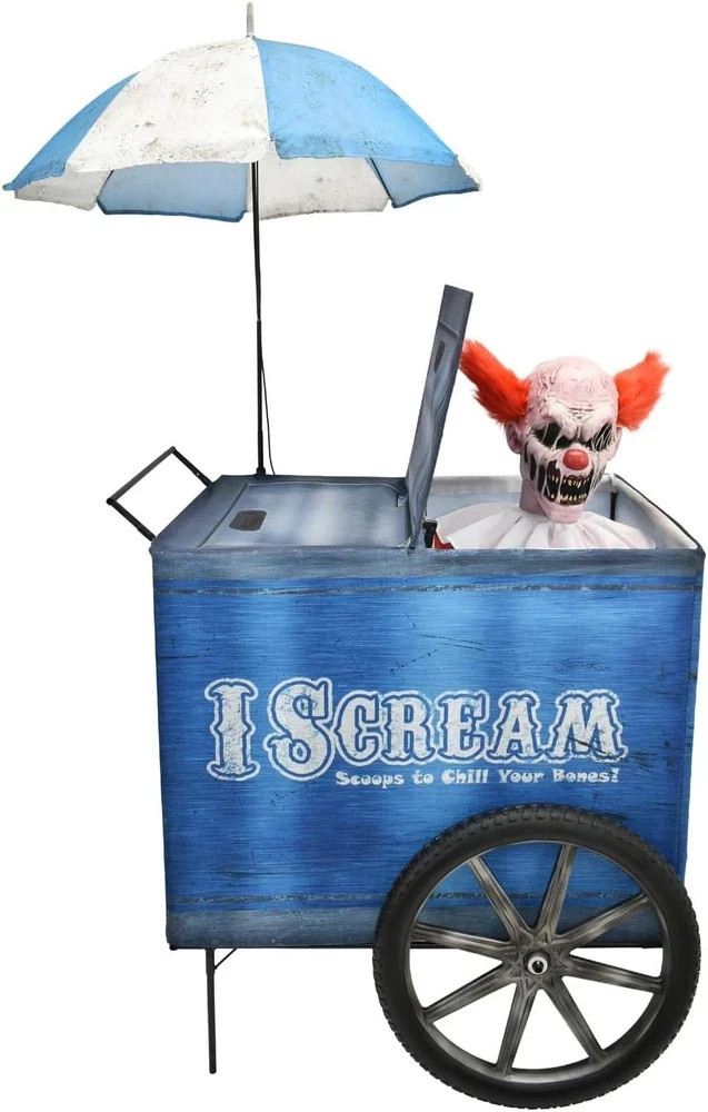 6-Ft. I Scream Clown Cart Halloween Animatronic