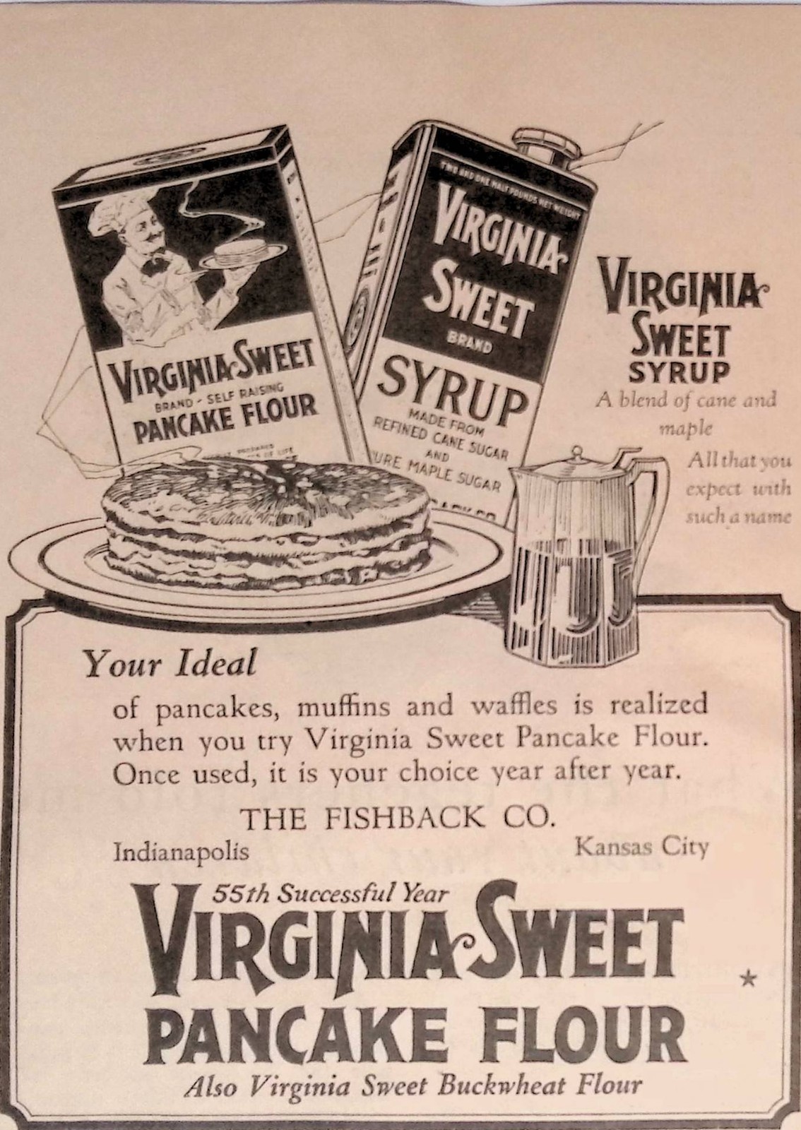 1925 Antique Print Ad Virginia Sweet Pancake Flour & Syrup Good Housekeeping Dec 1925 Antique Print Ad Virginia Sweet Pancake Flour & Syrup Good Housekeeping Dec