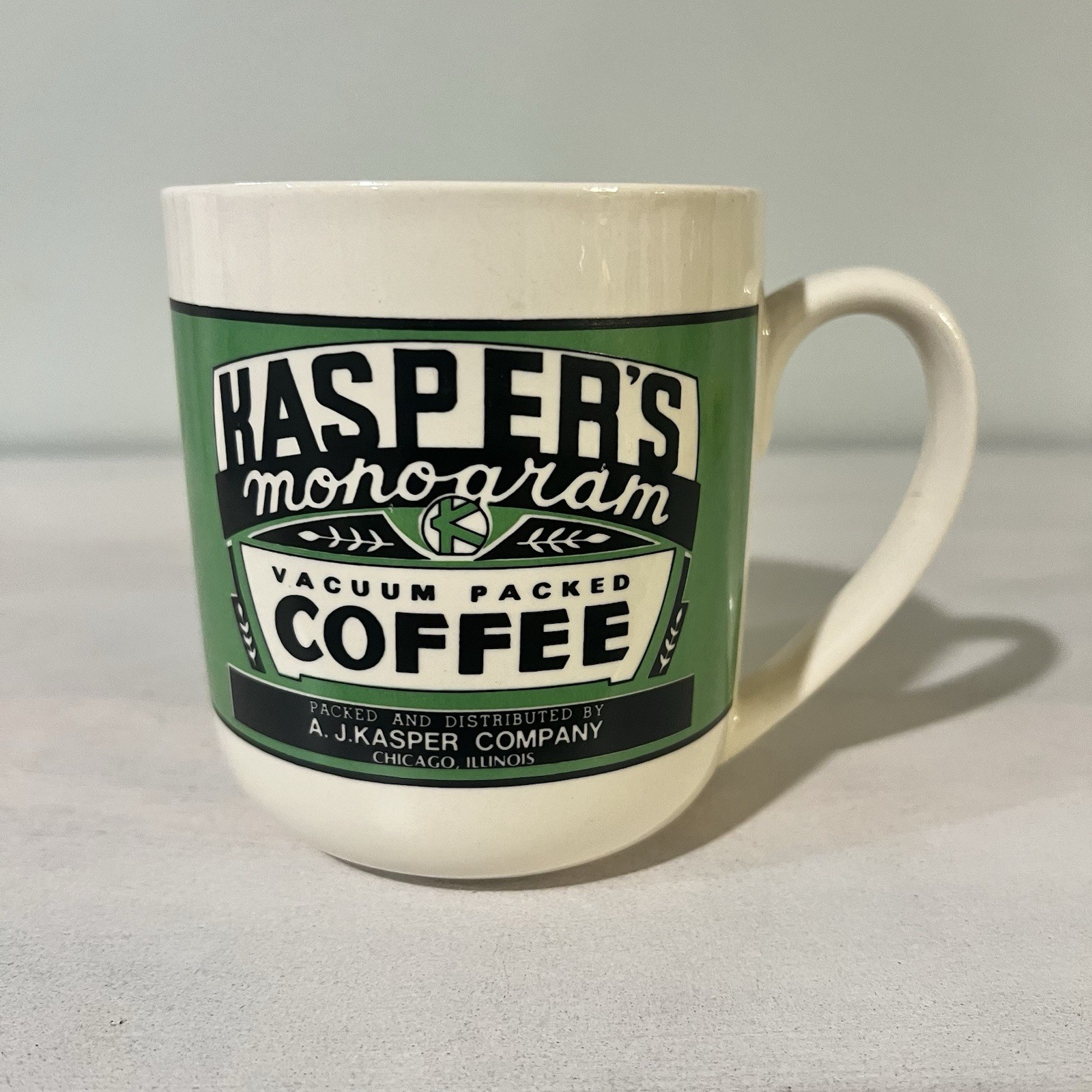 Vintage Kasper\'s Monogram Coffee Chicago Mug Cup Yesterday Year Westwood 1995