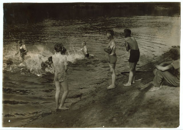 Westfield Massachusetts 1916 Boys Swimming Hole Galpin\'s Farm Tobacco Labor