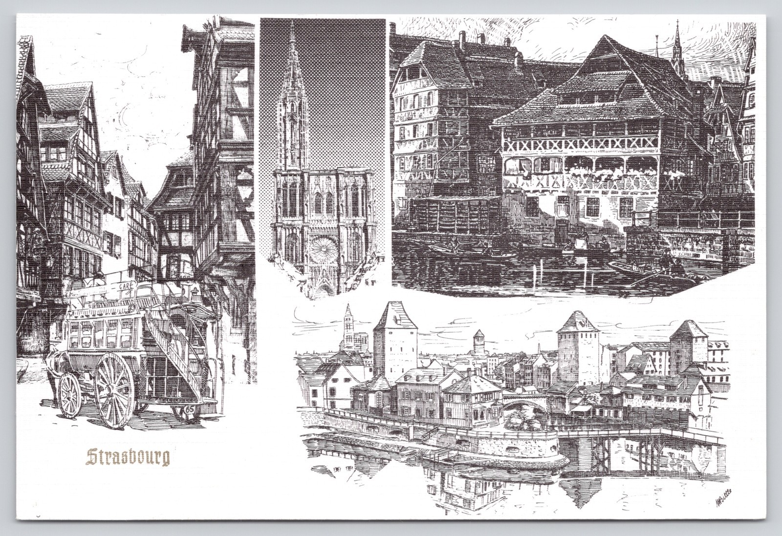 Strasbourg Cathedral Maison des Tanneurs Ponts Couverts France Postcard