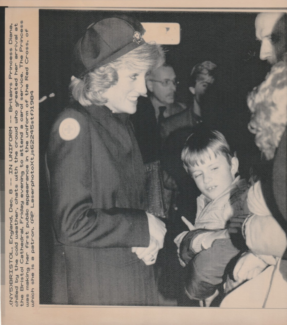 Original Wire Press Photo Princess Diana Lady Di Spencer Red Cross 12-8-84 COA Original Wire Press Photo Princess Diana Lady Di Spencer Red Cross 12-8-84 COA