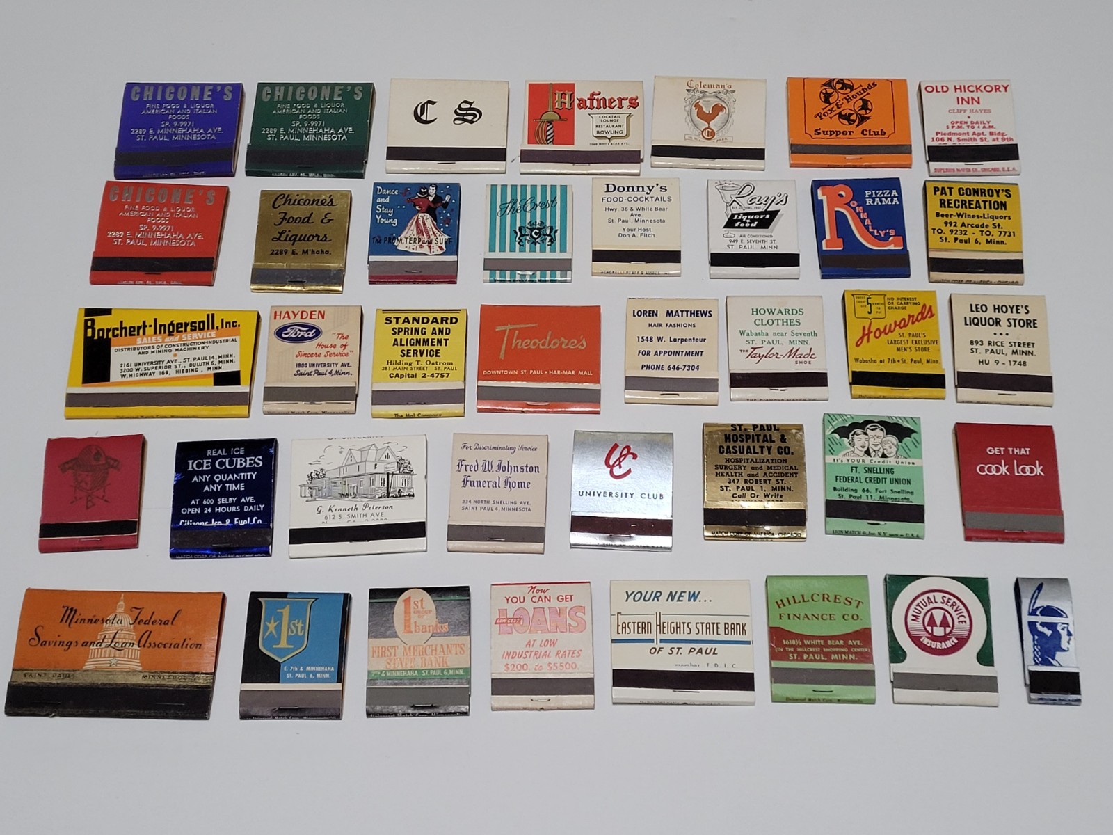39 Vintage 1940s to 1970s Unstruck Matchbooks from St. Paul, Mn. Businesses 39 Vintage 1940s to 1970s Unstruck Matchbooks from St. Paul, Mn. Businesses