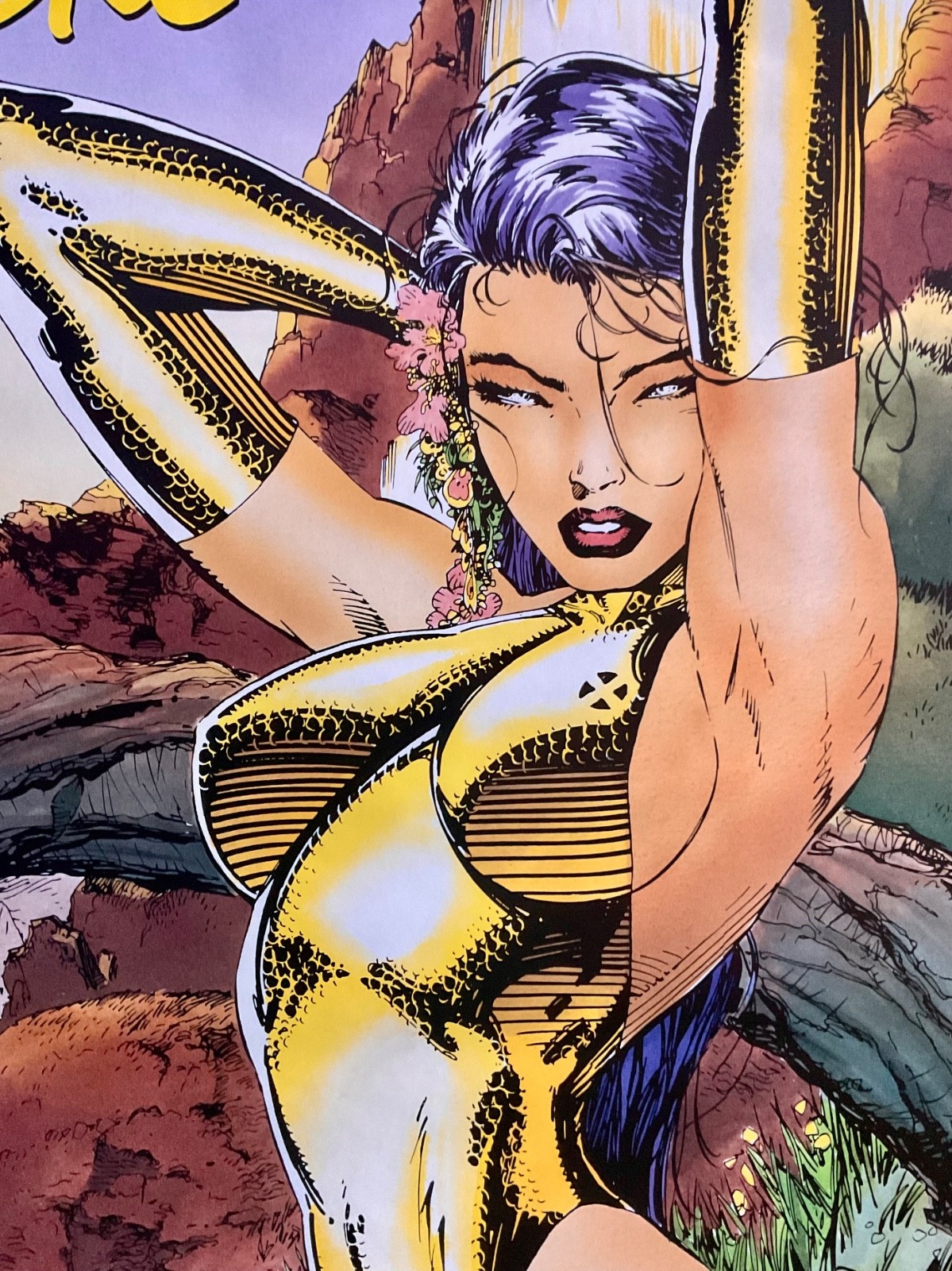 PSYLOCKE POSTER JIM LEE 1992 Swimsuit X-MEN NM art time off 1 original wolverine PSYLOCKE POSTER JIM LEE 1992 Swimsuit X-MEN NM art time off 1 original wolverine
