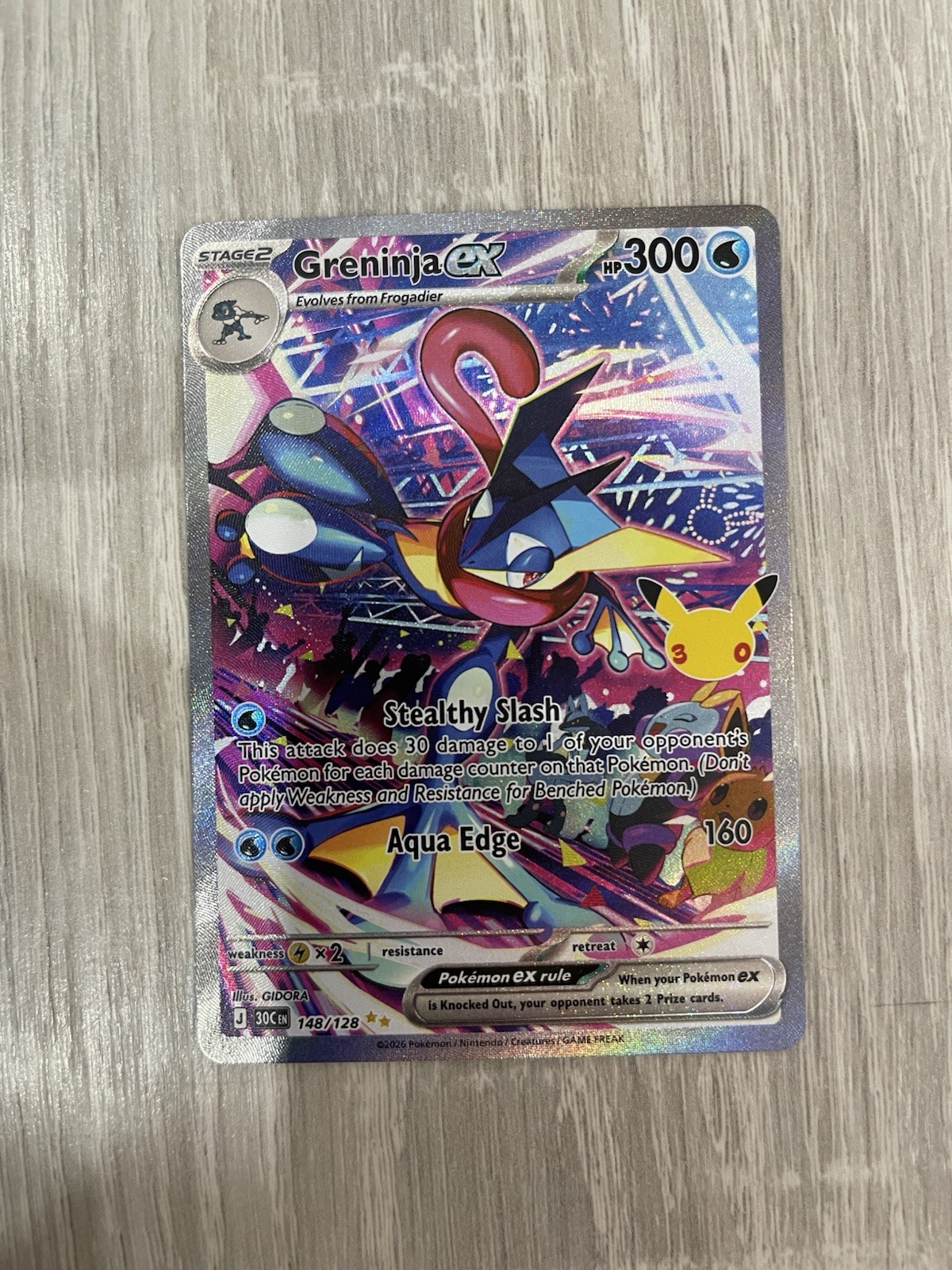 Pokemon TCG Greninja EX 148/128 SIR 30th Anniversary Special Illustration Mint Pokemon TCG Greninja EX 148/128 SIR 30th Anniversary Special Illustration Mint