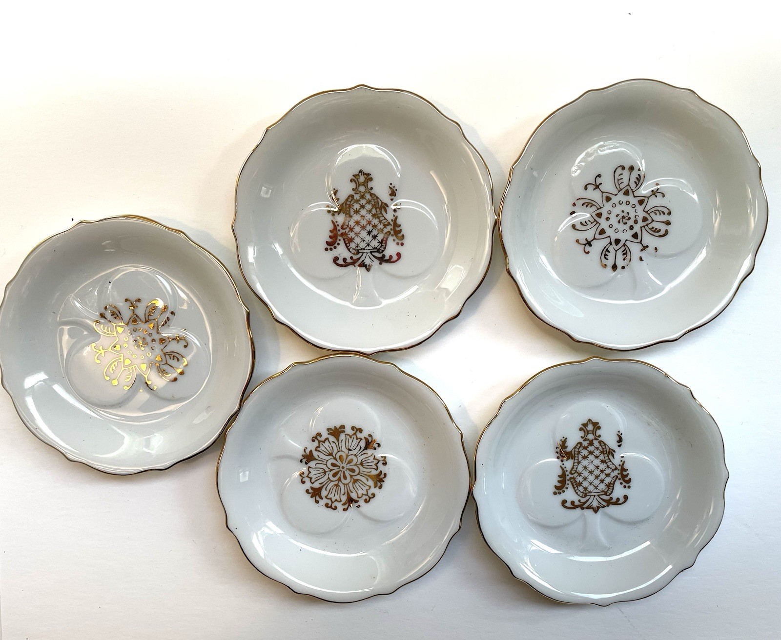 Vtg . China Gold Gilt Butter/nut Dishes Set Of 5 Japan 4\