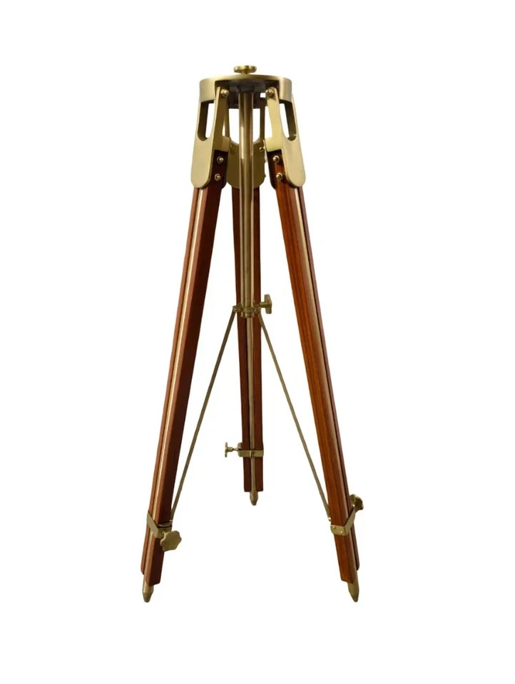 Collectible Antique Style Wooden Tripod Brass Finish 60 Inch Extended Tripod Collectible Antique Style Wooden Tripod Brass Finish 60 Inch Extended Tripod