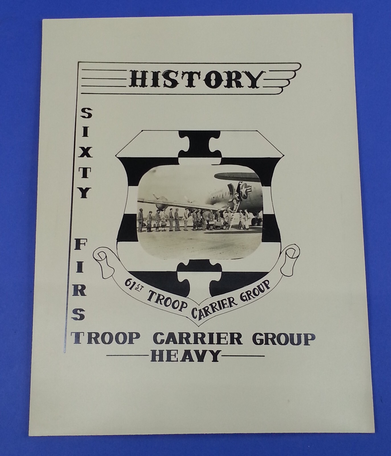 Vtg Sixty First 61st Troop Carrier Group Heavy Black & White Photo US Air Force