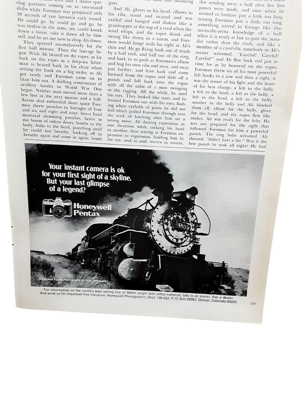 1975 Honeywell Pentax Camera Print Ad Steam Locomotive Train Photo 1975 Honeywell Pentax Camera Print Ad Steam Locomotive Train Photo