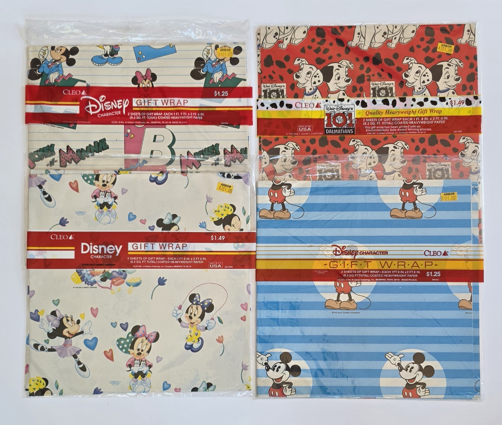 Vintage Lot 90s Walt Disney Wrapping Paper, Cleo, NEW, 4 UNOPENED   1 Opened