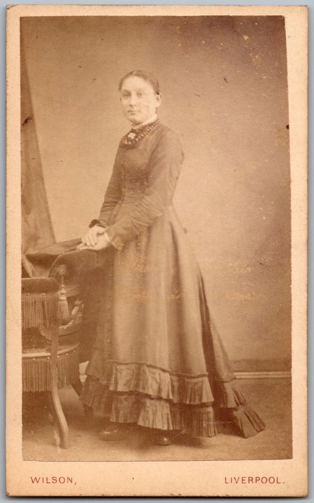CDV Circa 1870s M.W. Wilson Lady In Dress Liverpool England CDV Circa 1870s M.W. Wilson Lady In Dress Liverpool England