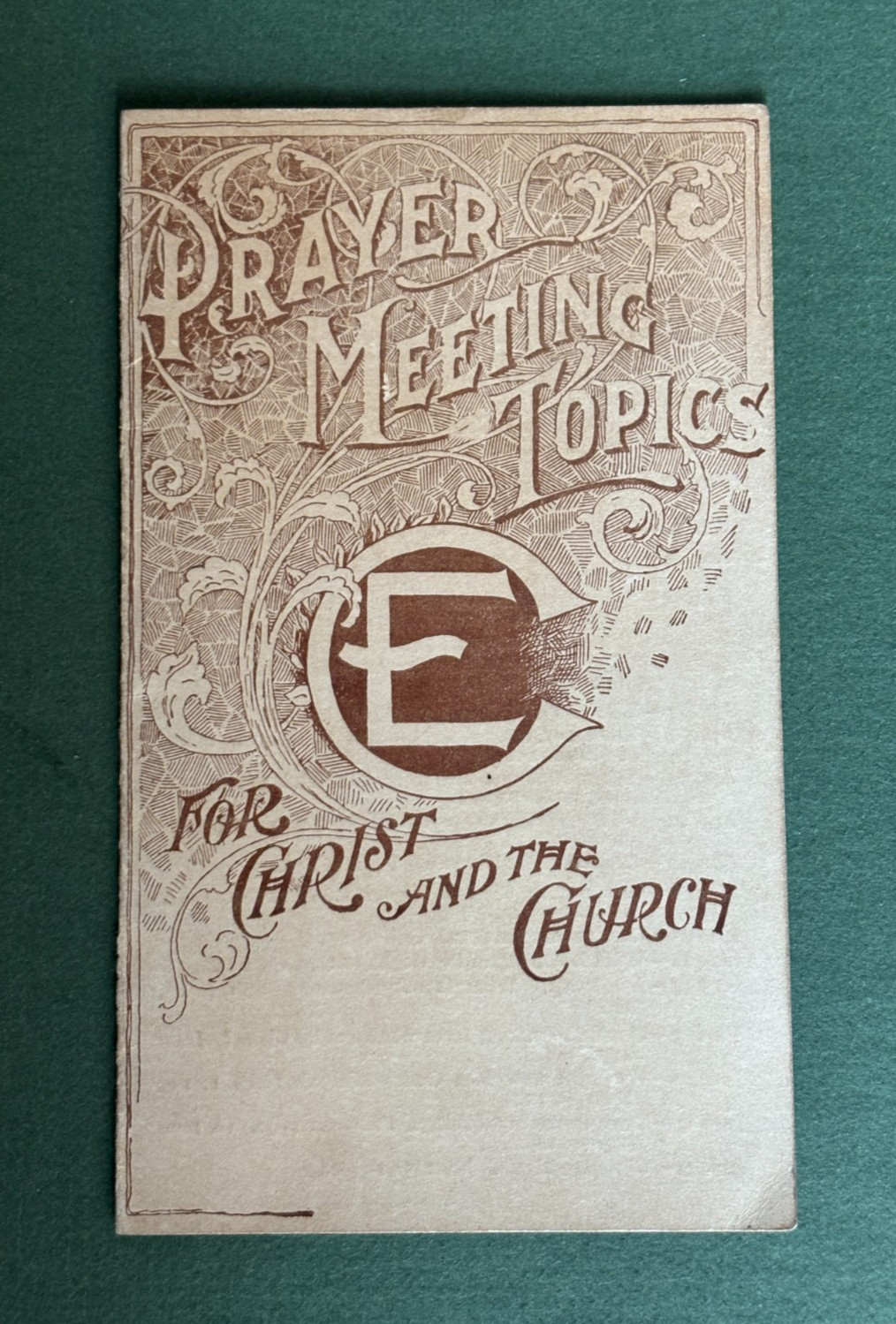 Religious Prayer Meeting Topics Hand Out Leaflet from late 19th Century theology